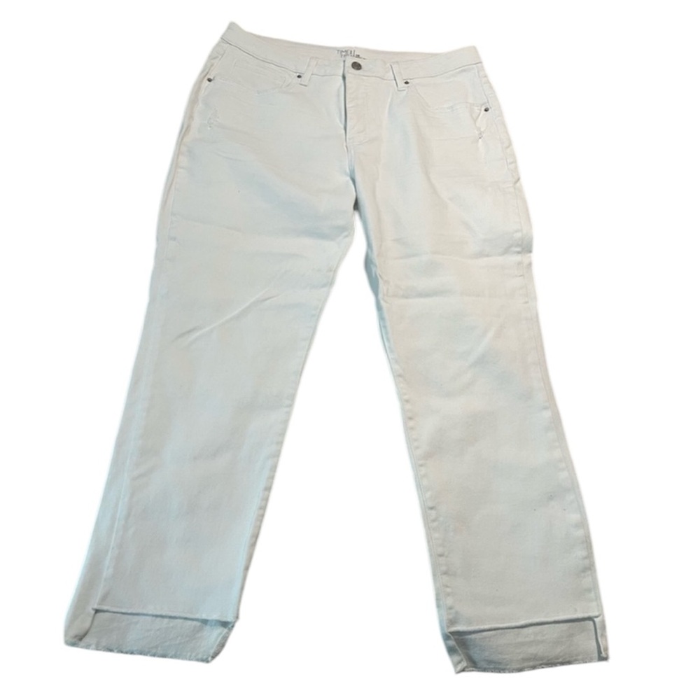 Time and Tru Women’s White Raw Hem Leg Denim Jean Pants Size 16 High Rise NWOT